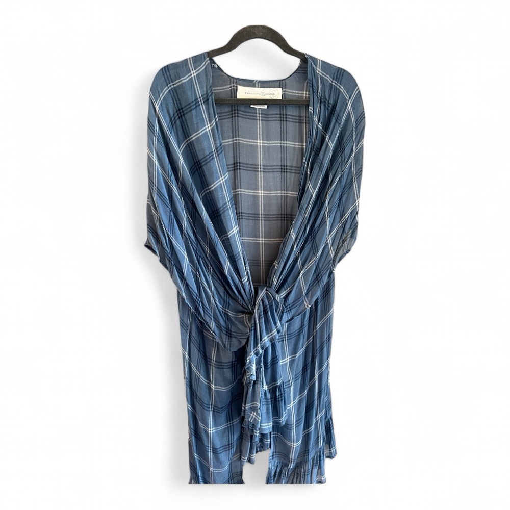 Ruffled Kimono | Blue Boho Cape | One Size